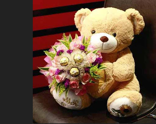 Bouquet de fleurs et ourson cadeau Bouquet de fleurs et ourson cadeau